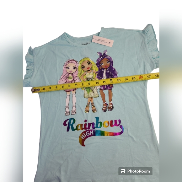 Rainbow High Girls Aqua Blue Short Sleeve Graphic Tees Size 10/12 - Picture 8 of 9